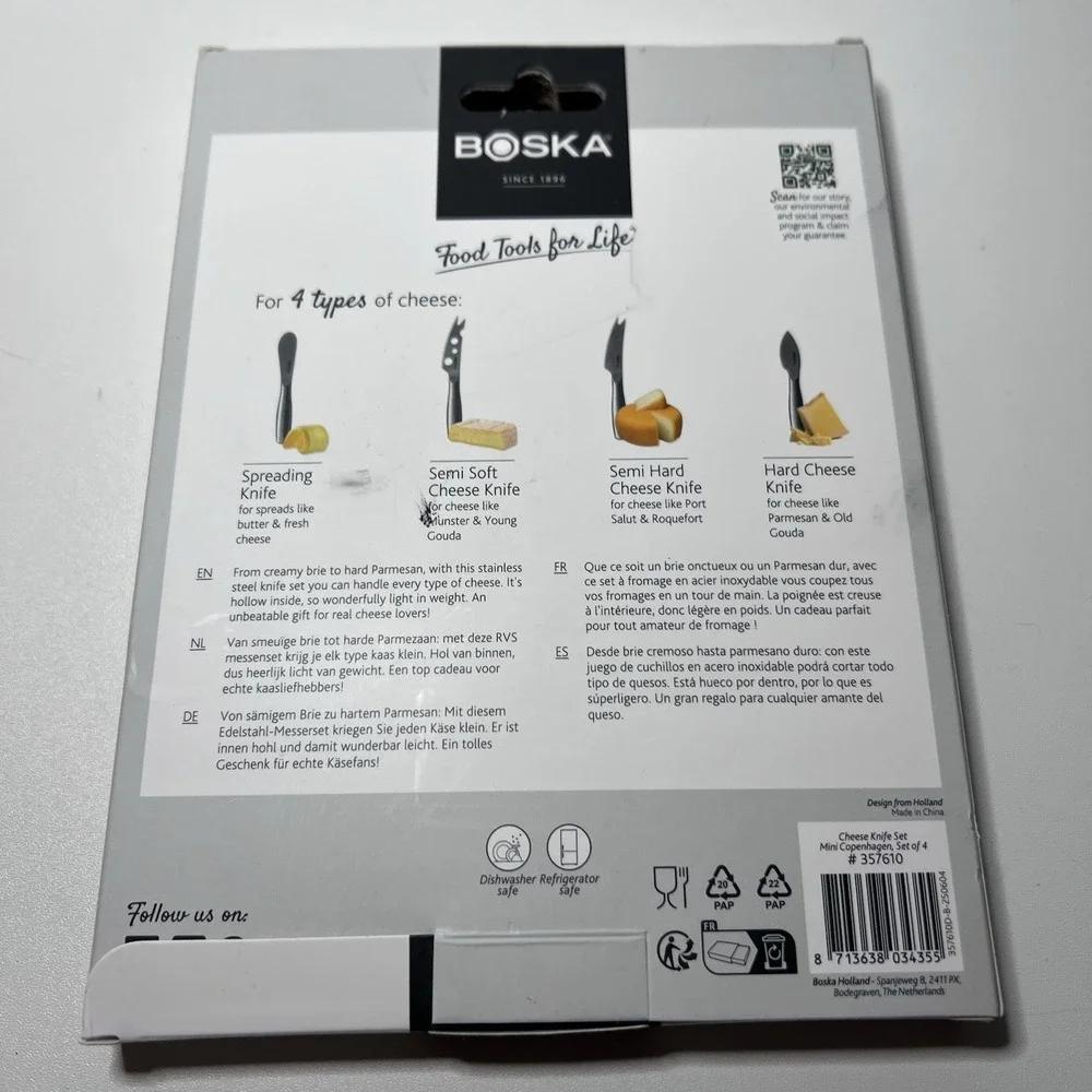 BOSKA Cheese Knife‎ Set Mini Copenhagen 4-piece stainless steel Cutlery